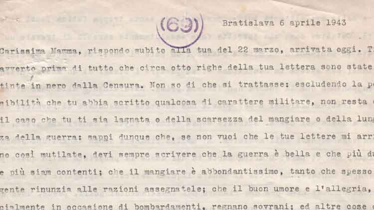 Lettera di Alfredo Alessio alla madre Elvira, 6 aprile 1943 (ACS, MI, A5G, 2GM, b.34)