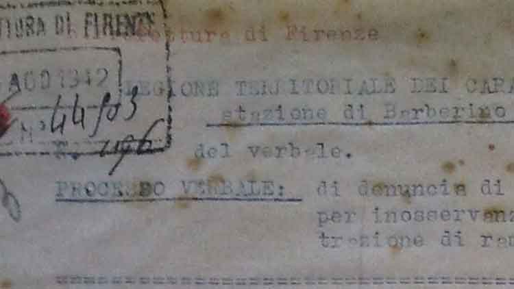 Relazione dei carabinieri di Barberino di Mugello sulla requisizione di una mezzina di rame a Maria Nerini, 21 agosto 1942 (ASFi)